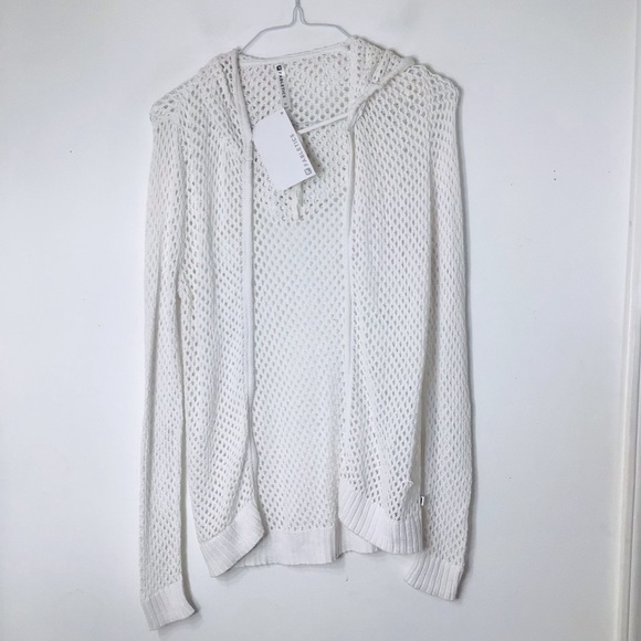 NWT Fabletics Swim cover up hoody white eyelet medium - Picture 1 of 7